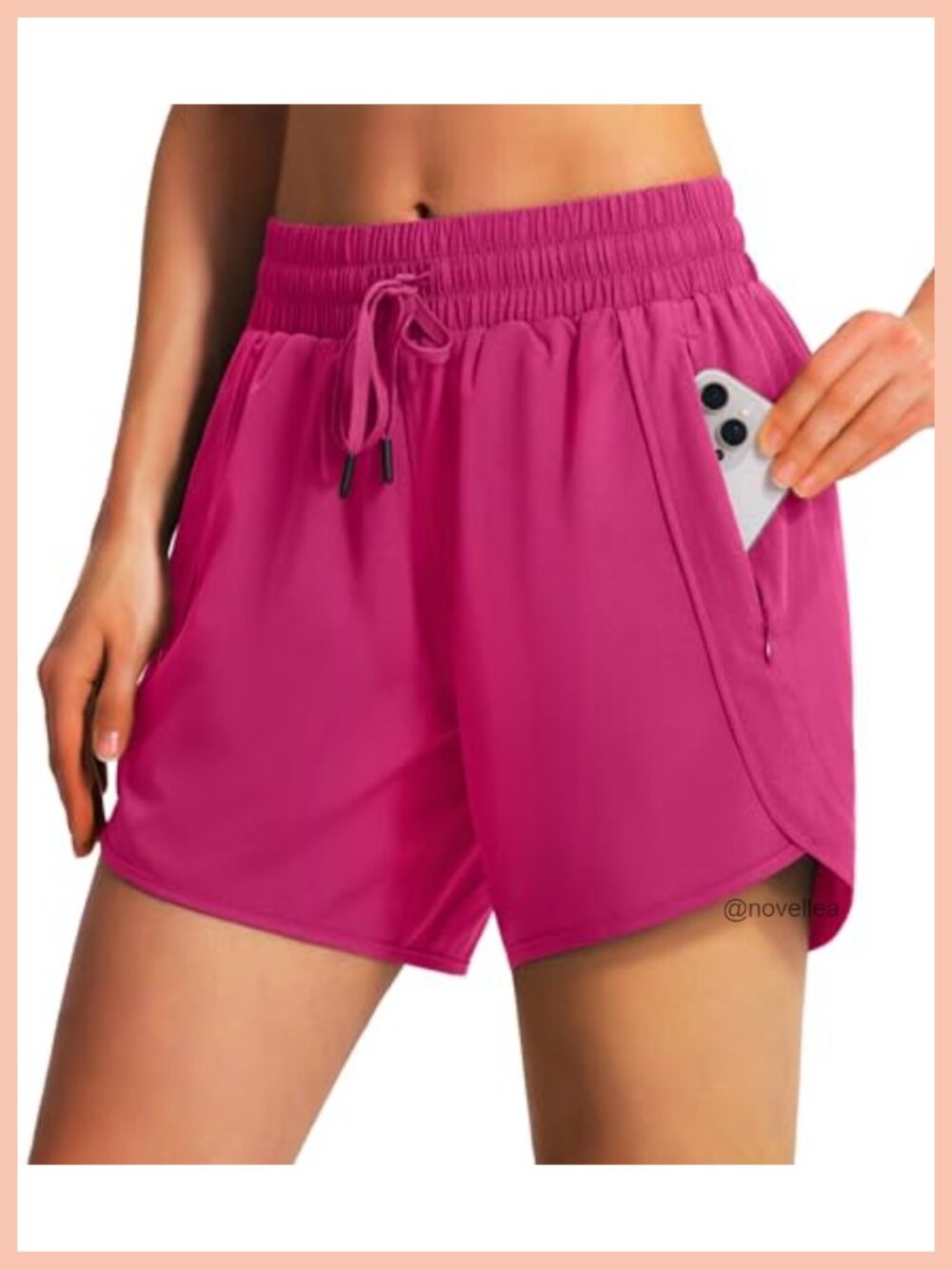 Women's Athletic Running Shorts Quick Dry Zipper Pockets Drawstring
